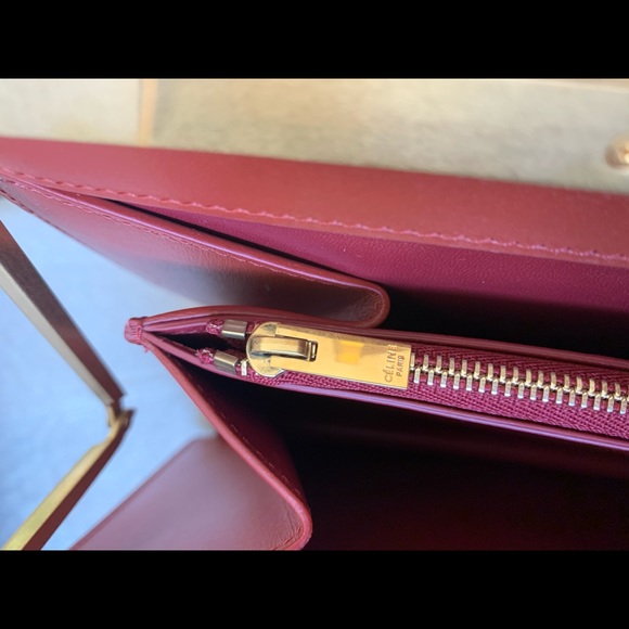 Celine Clasp Medium Red Calfskin Leather Tote - Picture 16 of 16